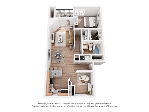 Floor plan for 1 bed, 1 bath, 868 sqft